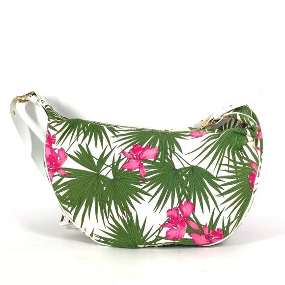 CELINE Botanical pattern Triomphe logo Bag Crossbody Leather/Canvas Green/pink - Picture 1 of 15
